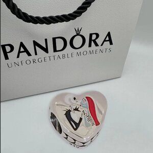 Pandora Jack & Sally Charm Heart Pendant S925 Silver Bracelet Pendant